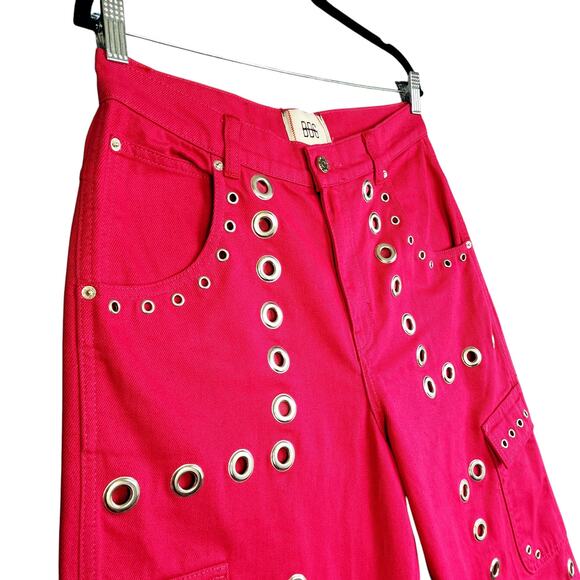 BDG Urban Outfitters Womens Maxo Grommet Cargo Jeans Size 28 Pink Denim Utility - Picture 5 of 16
